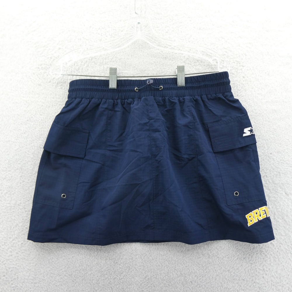 Starter Skort Womens Medium Milwaukee Brewers Navy Blue Cargo Pockets‎ MLB Logo
